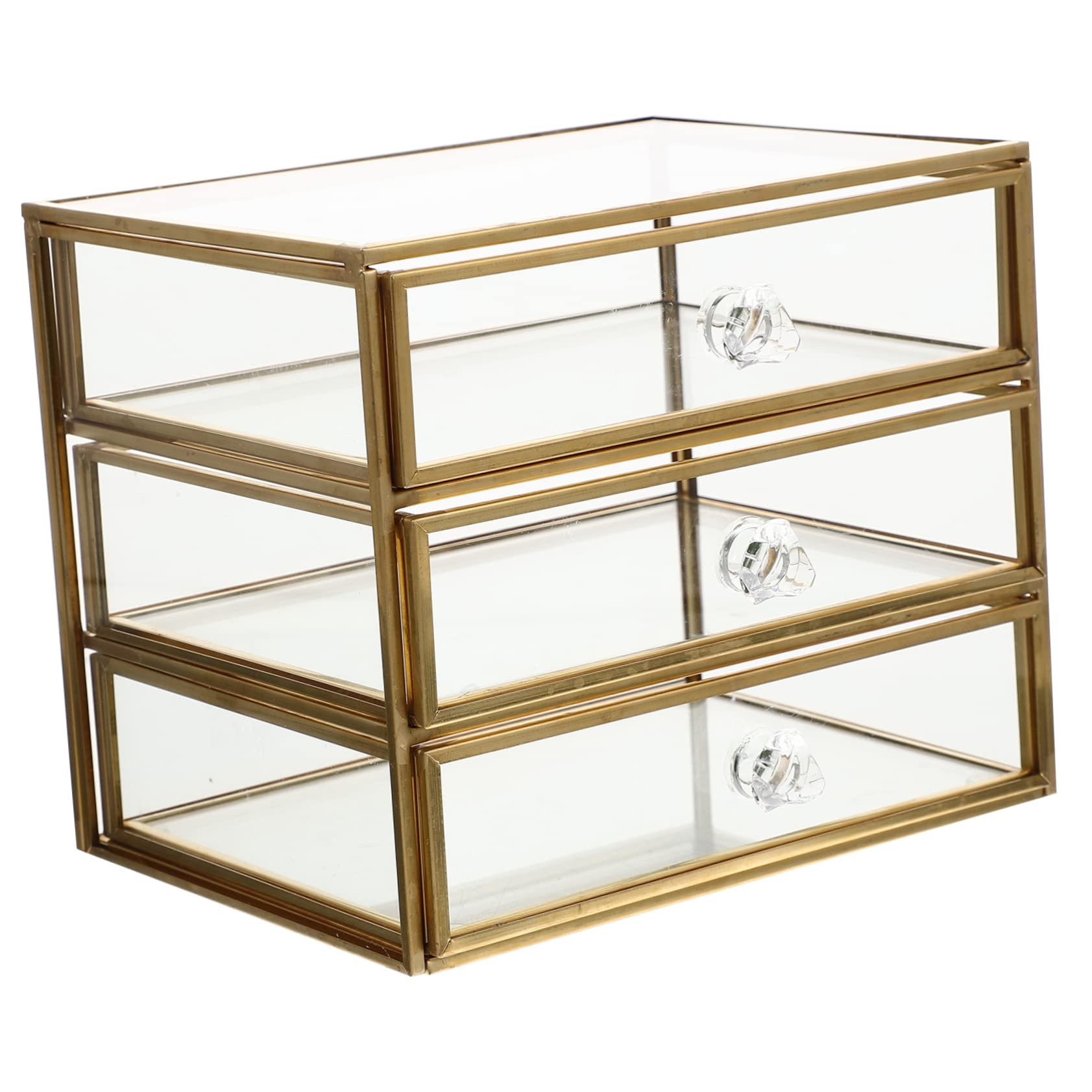 Caja de Almacenamiento Tipo Cajón de 3 Niveles, Aleación y Vidrio