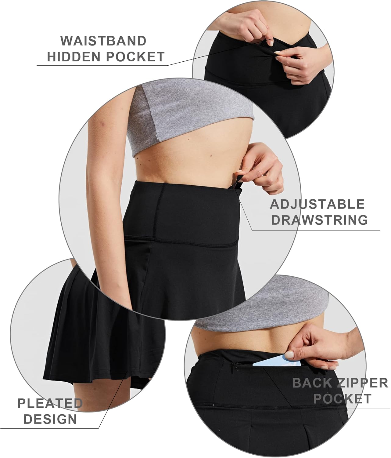 ZUTY 18" High Waisted Tennis Skirt for Women Skorts Skirts with Pockets Casual Modest Long Golf Athletic Running - Image 4