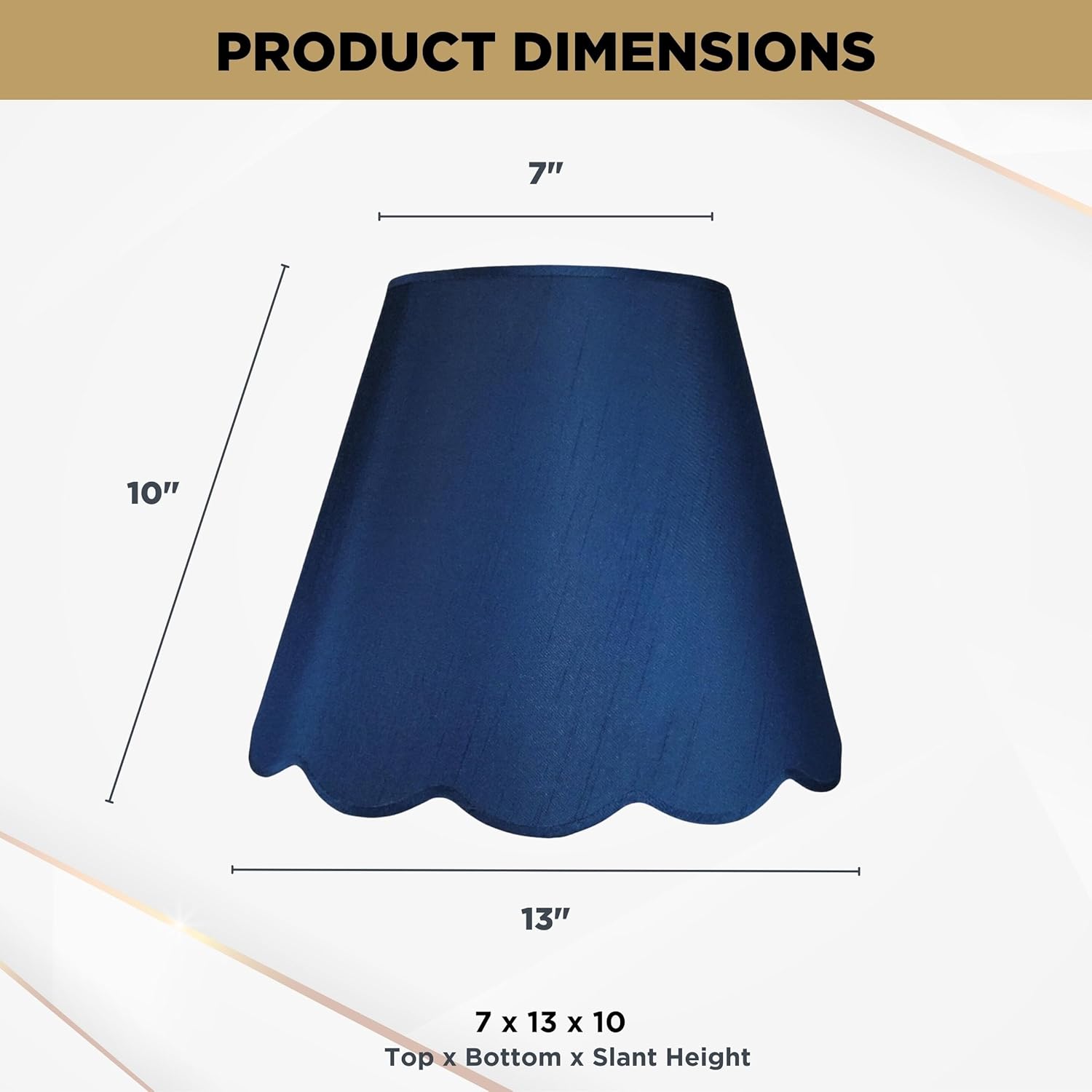 Royal Designs, Inc. Set of 2 Round Scalloped Bottom Medium Lamp Shade for Table Lamp, Spider Fitter, 7 x 13 x 10 in, Navy Blue, 2 Pack