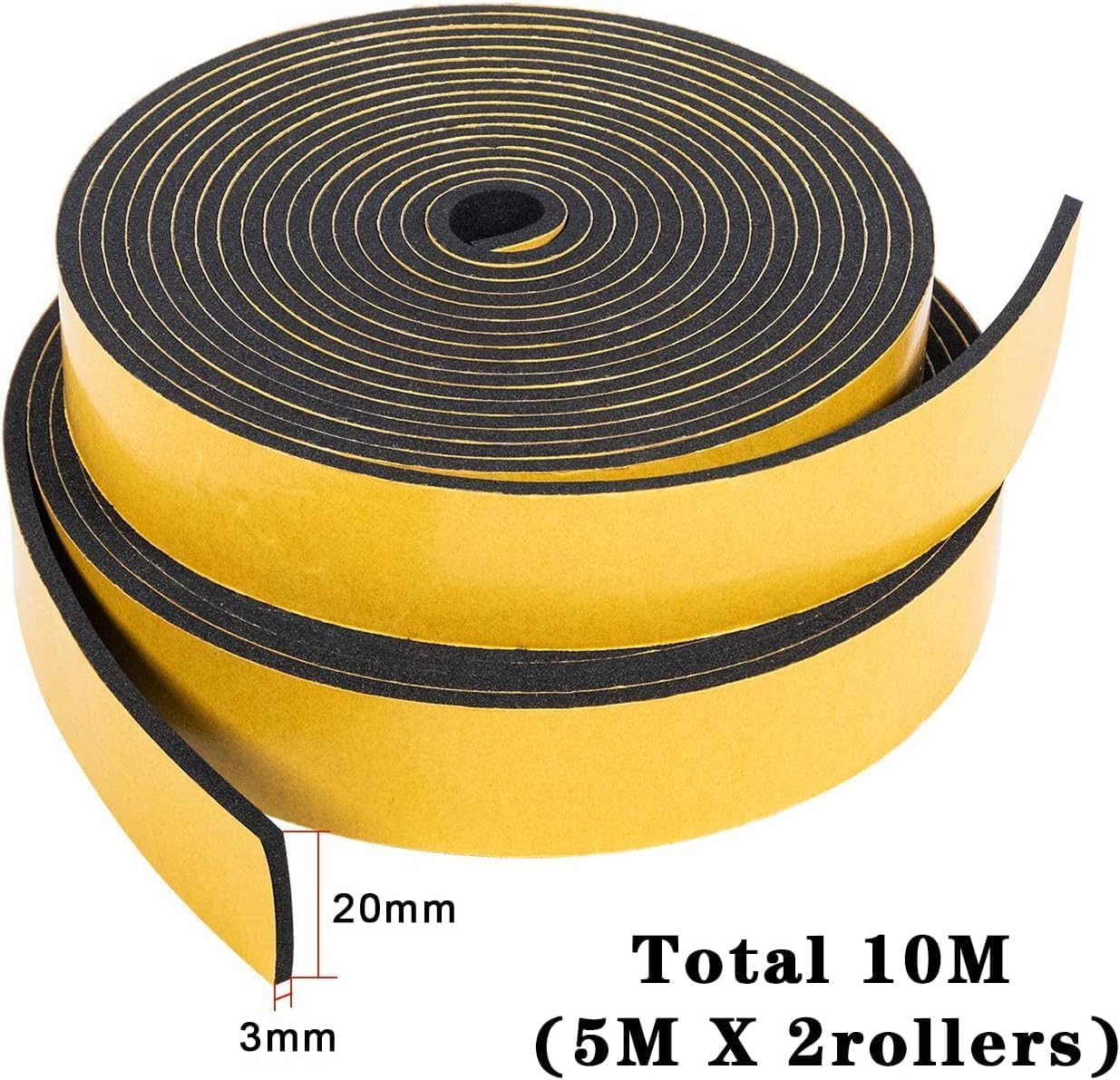 Strong Self Adhesive Foam Weather Stripping, Foam Seal Tape for Doors and Windows, SoundProof Weatherproof Insulation Strips, AC Seal Strip, Anti-Collision, Anti-Bug(3/4 in x 1/8 in x 33Ft, CR Black)