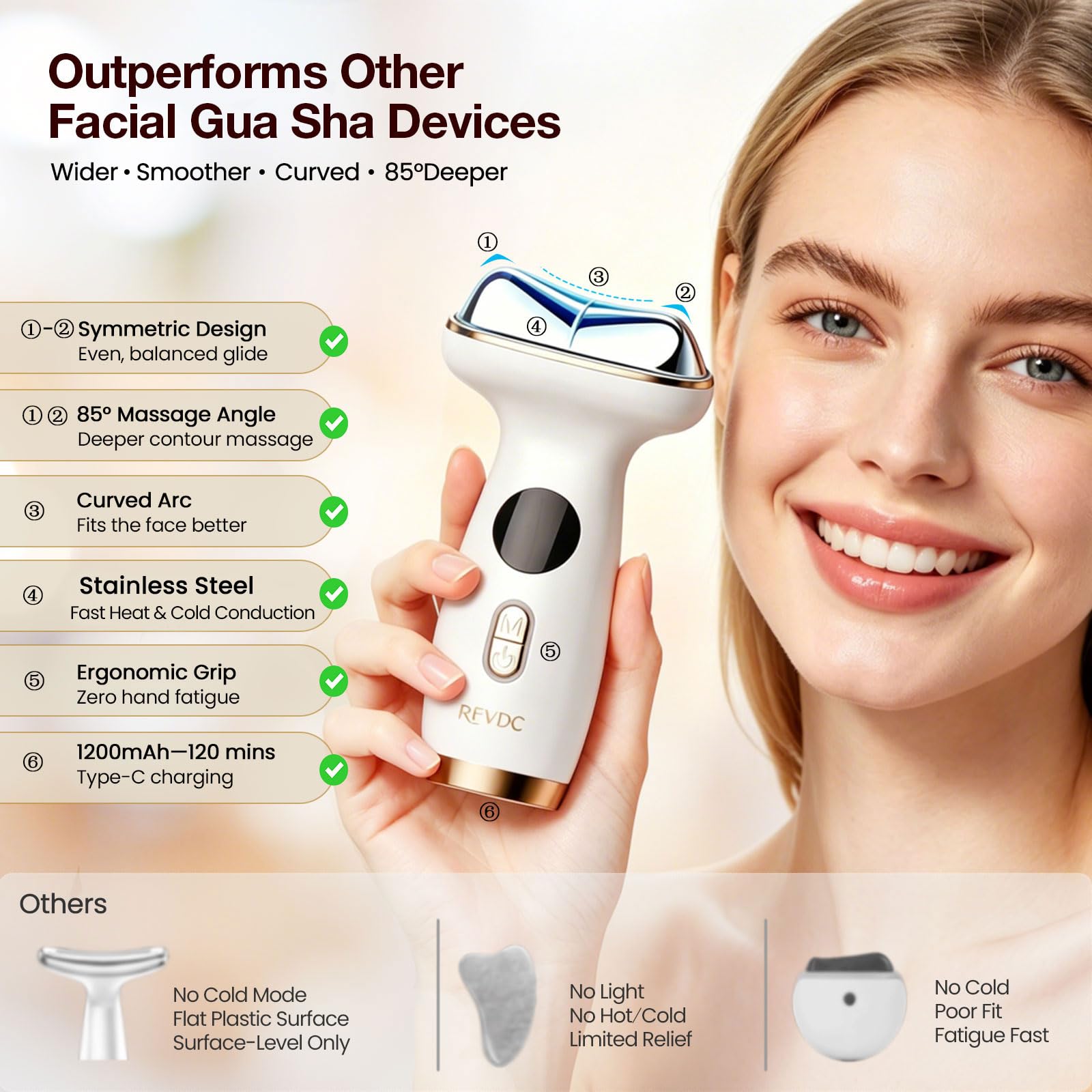 Cold Heated Electric Gua Sha Facial Tool, Depuffing Wand for Puffiness