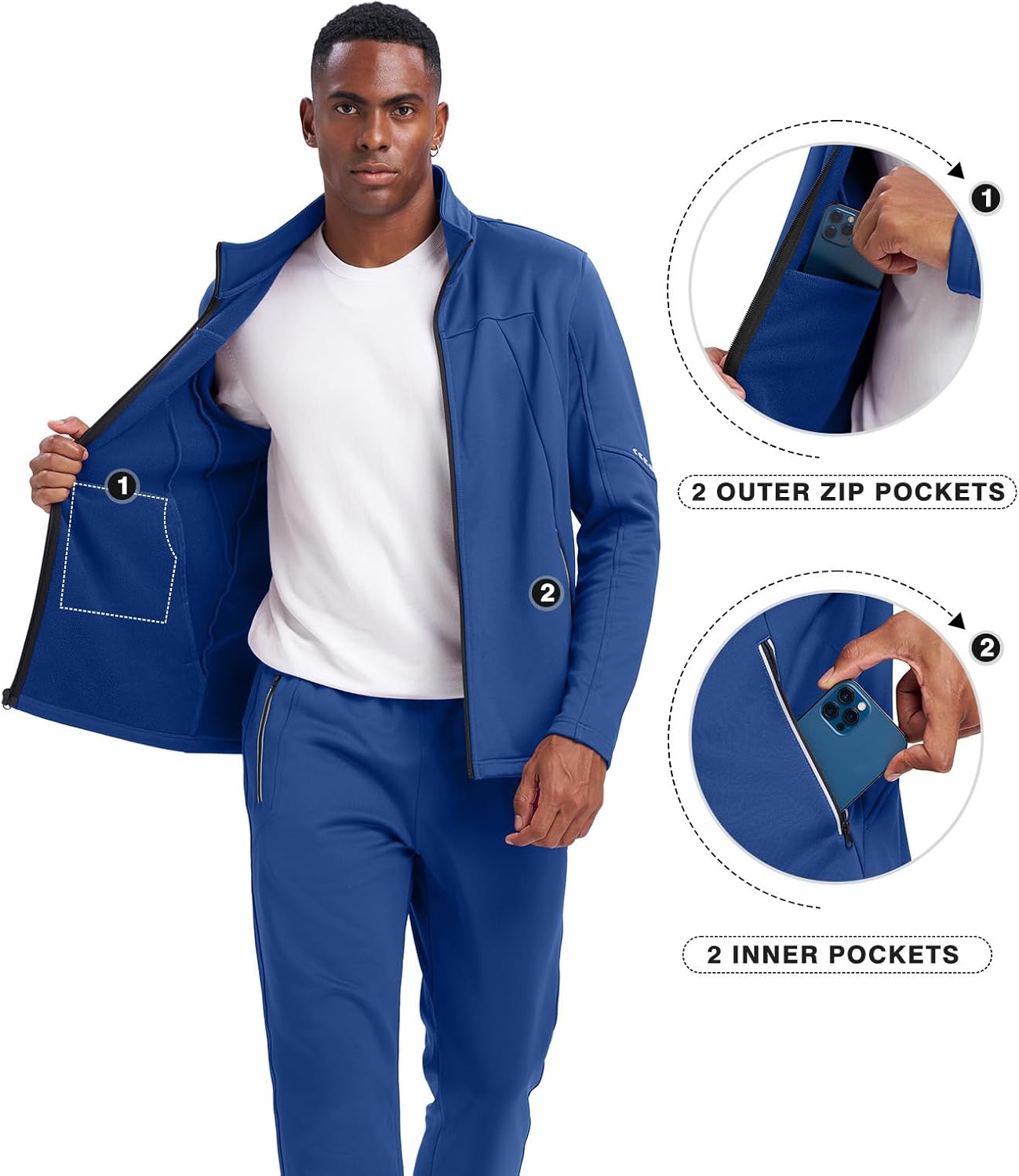 Rdruko Men's Fleece Sweat Track Suits 2 Piece Set Winter Warm Athletic Jogging Tracksuits Sweatsuits Sets - Image 5