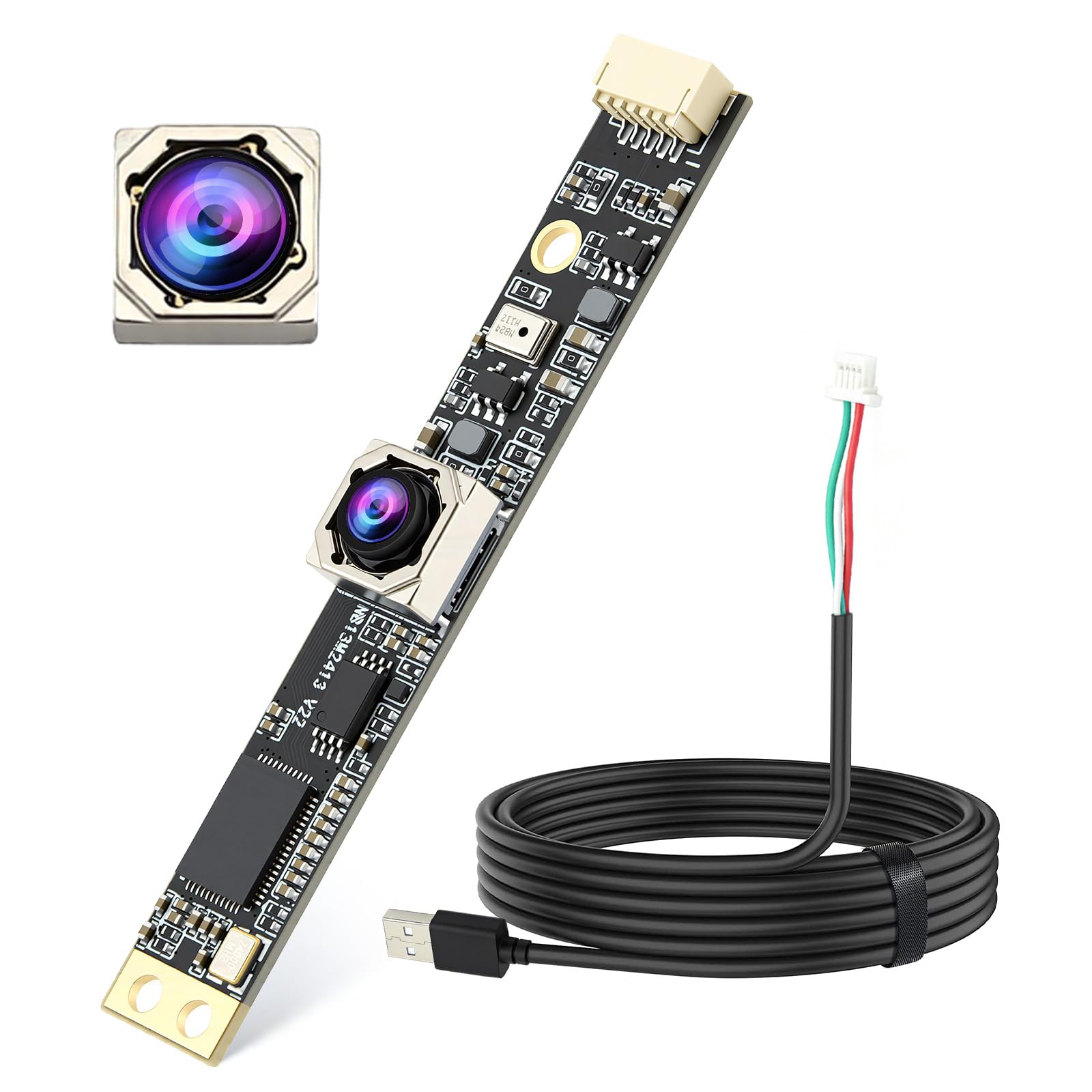 Modulo Webcam UVC Grandangolare 110° a Fuoco Fisso, Telecamera USB 8MP 4K con Microfono, Modulo Fotocamera per Time-lapse Stampa 3D, Compatibile con Windows macOS Linux Raspberry Pi Jetson Nano