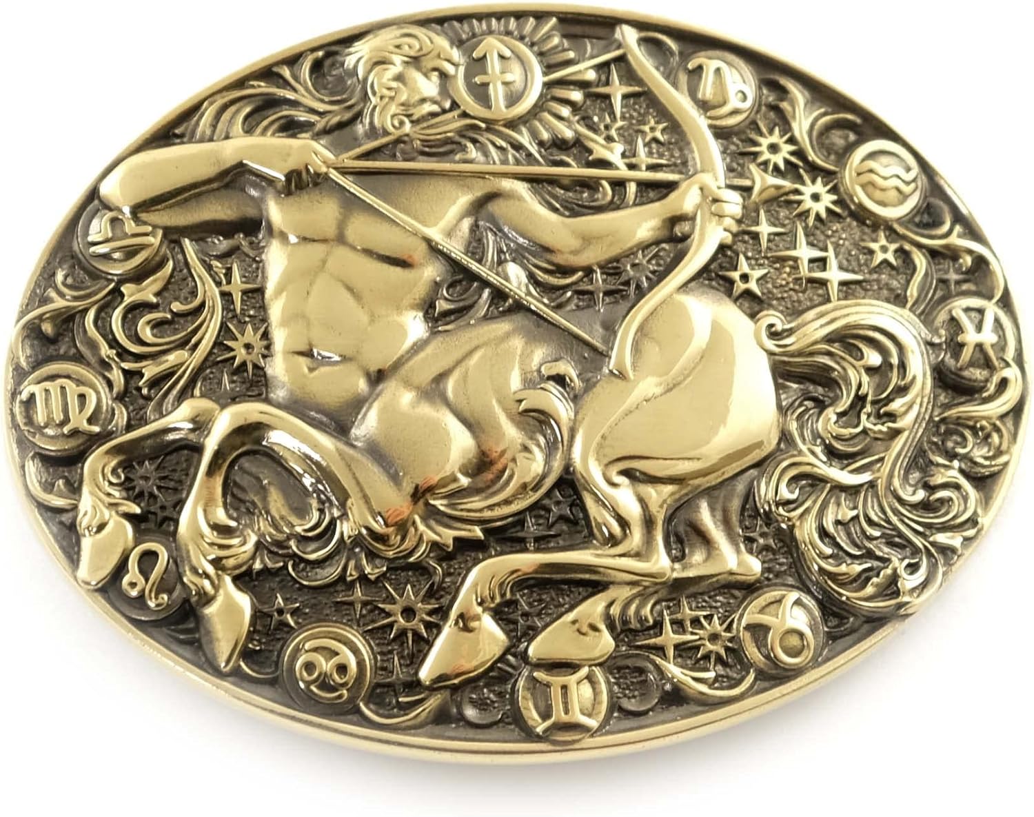 Sagittarius belt buckle, Horoscope Astrological Zodiac Sign solid brass belt buckle for casual belt for men and women
