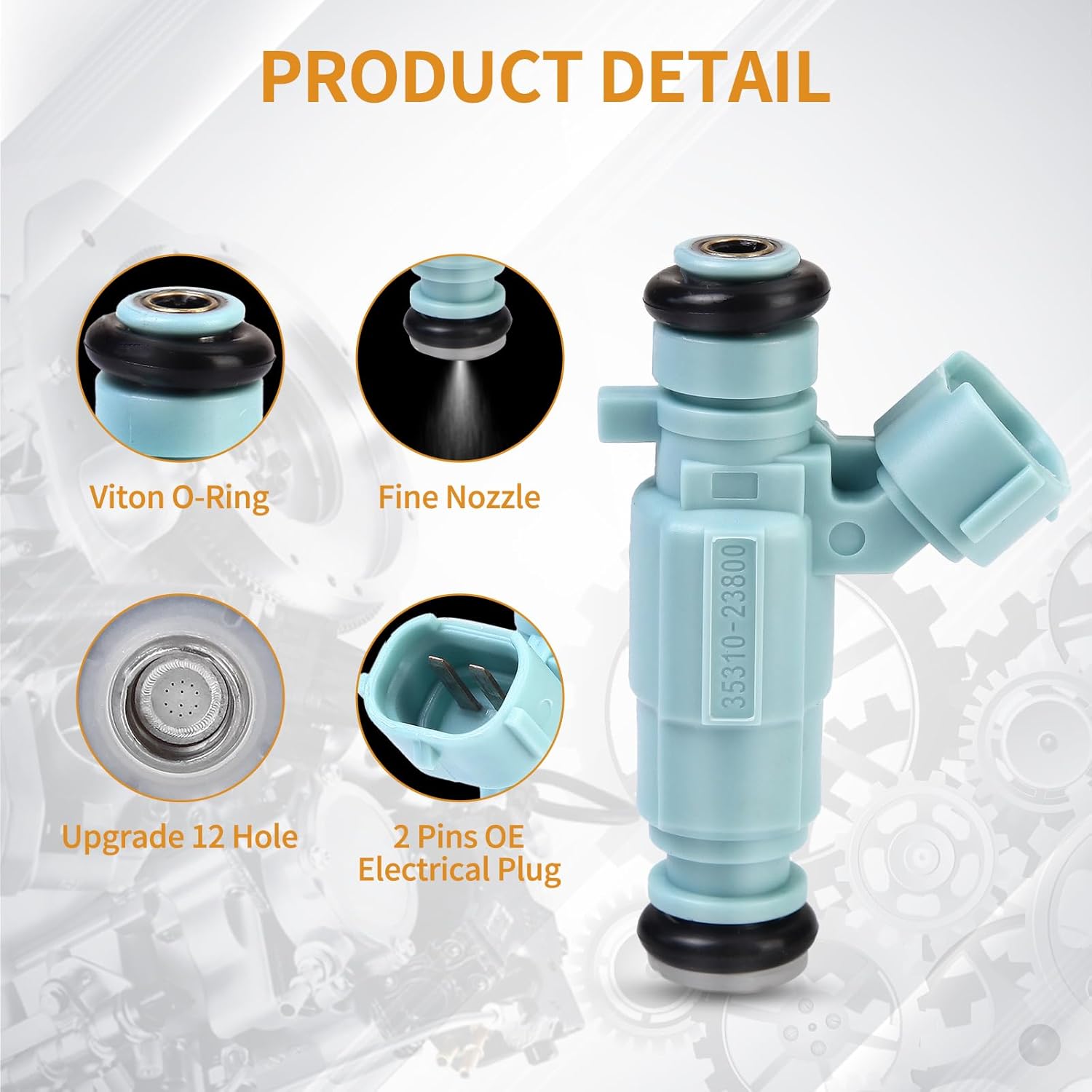 4PCS Fuel Injectors 12 Holes Compatible with Hyundai Elantra 2009 2010 2011 2012, for Kia Soul 2010-2011, for Kia Spectra 2008 2009 L4 2.0L Replace# 35310-23800 3531023800 FJ1012