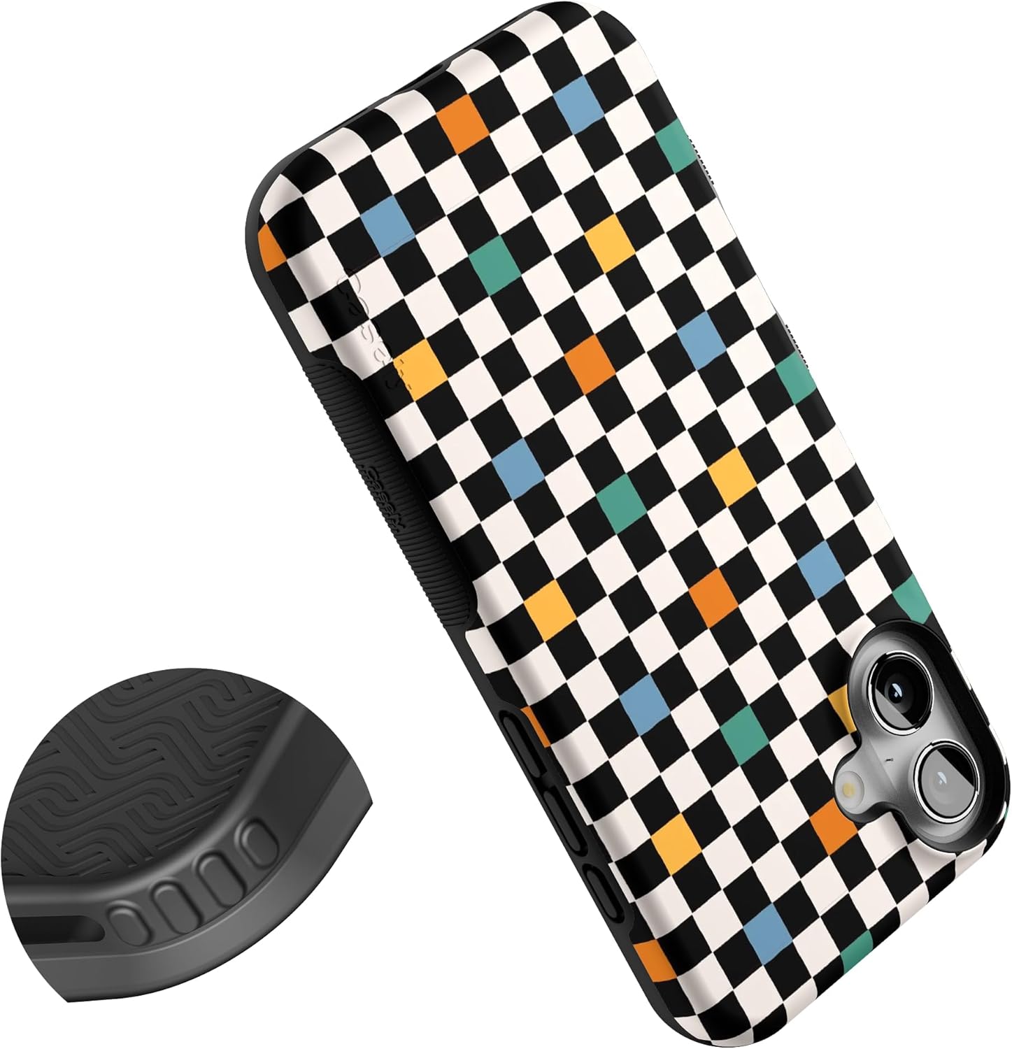 Casely iPhone 16 Case | Old Skool | Retro Checkerboard | Bold Protective Design | Compatible with MagSafe