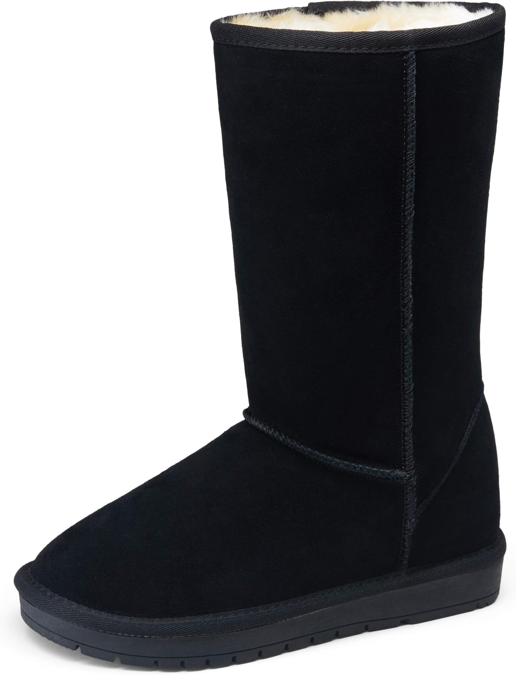 Vepose Women's Winter Snow Boots Warm Fur Mid Calf Tall Suede Fuzzy Slip on Shoes
