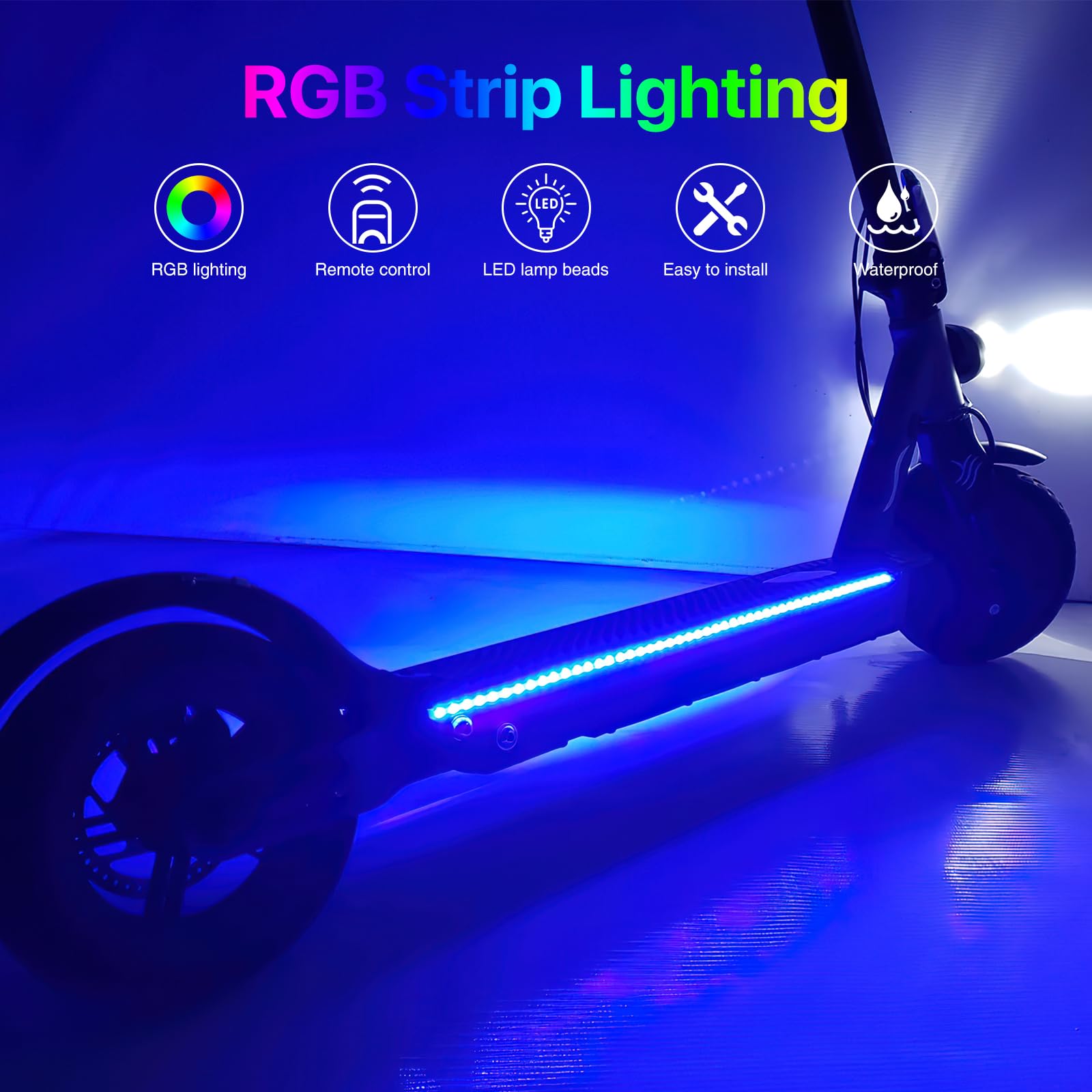 Bande LED RVB pour scooter électrique, 30 lumières avec télécommande, imperméable et pliable pour Xiaomi M365/M365 Pro, skateboard, scooter, fête
