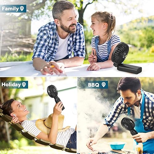Miniatura 6 de EasyAcc Handheld Fan Portable Fan, 9000 Rechargeable Battery Powered Fan Small Desk Fan, Powerful 4 Speeds 53H Cooling Time Personal Fan with Power