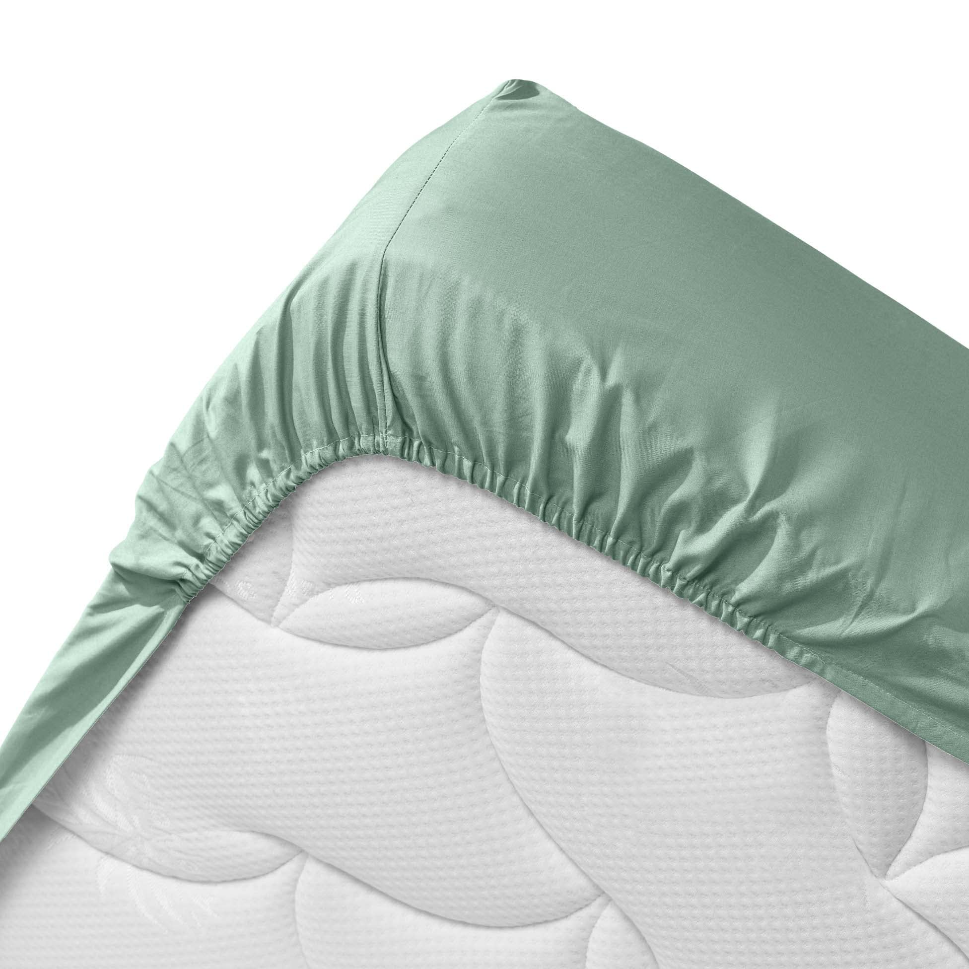 douceur d'intérieur Fitted Sheet 140 x 190 cm 100% Organic Cotton Biolina Sage, Green (Sage) - Image 3