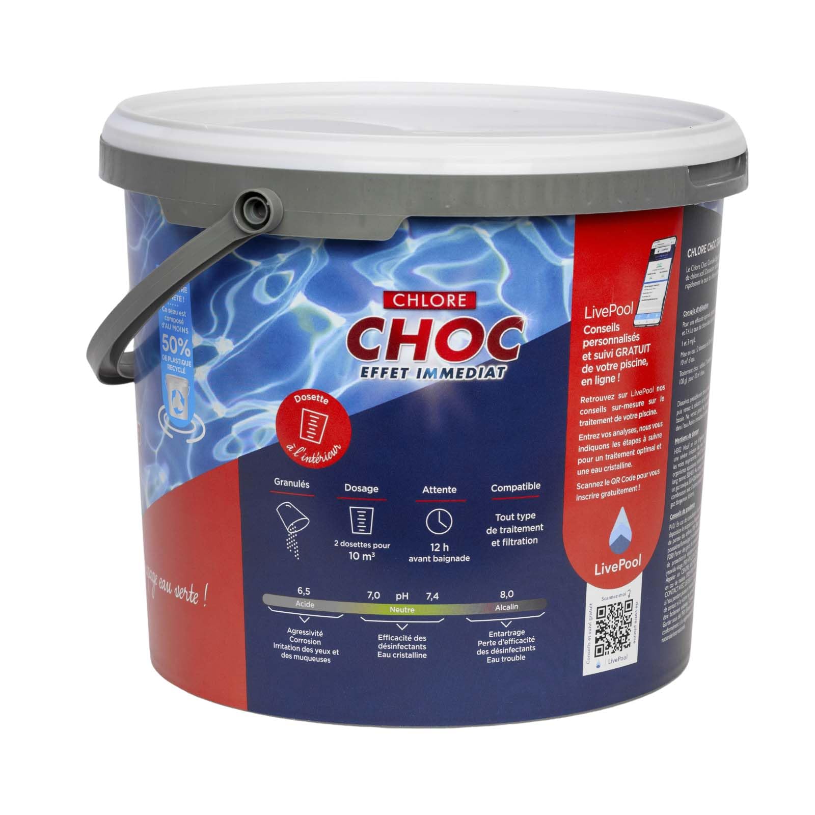 Chlore Choc Piscine - Granulés - Seau 5 kg - Chlore Rapide Effet Immediat