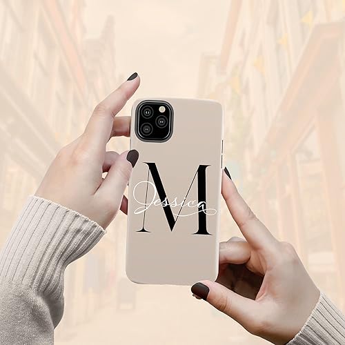Miniatura 6 de Funda con inicial de monograma, funda sólida con nombre, compatible con iPhone 16 Plus, 15 Pro Max, 14, 13 Mini, 12, 11, XXS Max, XR, 78