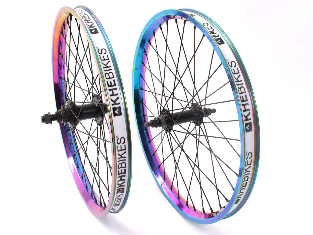 KHE BMX zestaw kół Oil Slick aluminiowa felga MVP 36H 14 mm 9T zębatka i taśma na obręcz