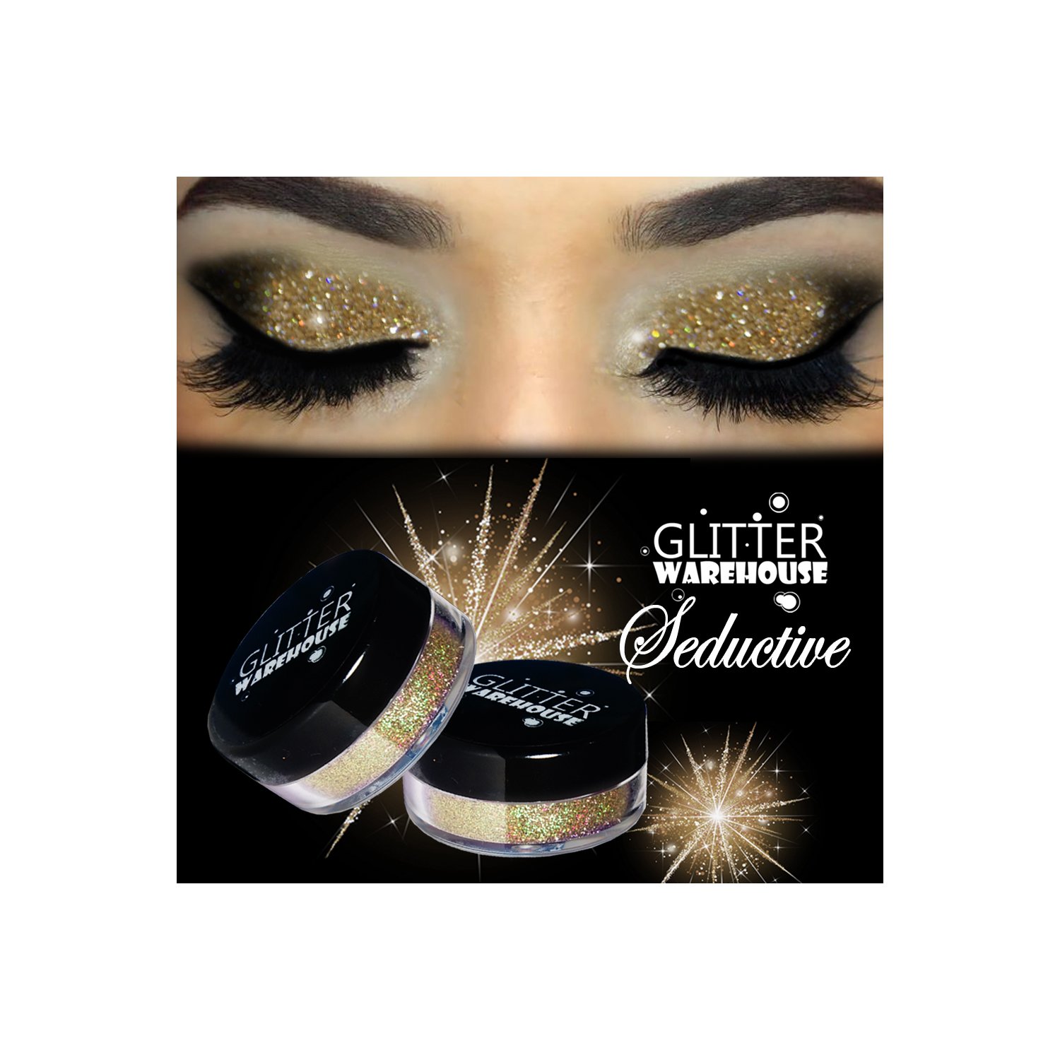 Seductive Light Gold Holographic Cosmetic Loose Glitter Powder for Eyeshadow, Makeup, Nail Art, Body Tattoo