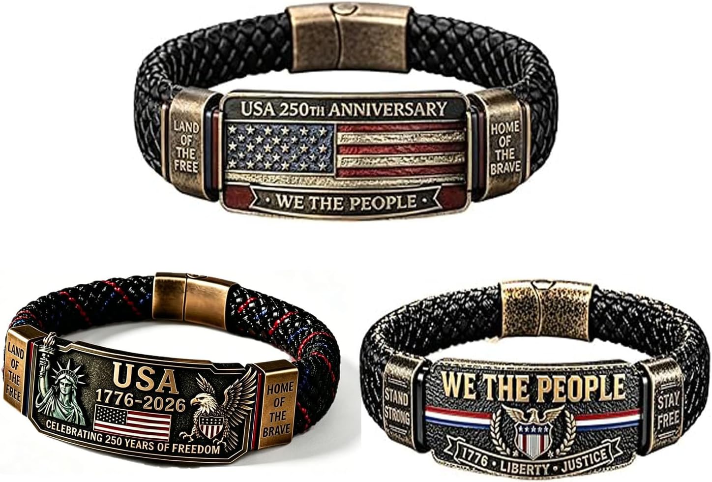 US 250th Anniversary Patriotic Bracelet,American Legacy 250th Anniversary Liberty Bracelet, 4th of July 250 Years of Freedom Theme Bracelets For Patriotic Independence Day Party Favors