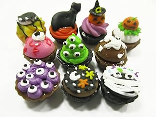Dollhouse Miniature Food Halloween Seasonal Mixed 10 Cupcake Bakery Sweet 16084