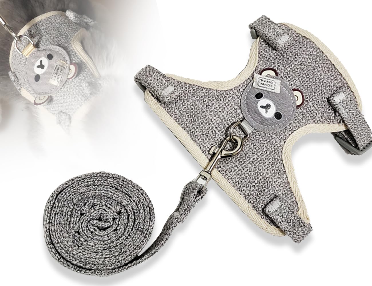 KAPSING Correa para Conejos, Accesorios Ajustables para Conejos, Accesorios para Conejos con Correa elástica, Correa para Gatos con arnés para Animales pequeños Conejos Gatos Paseos al Aire Libre