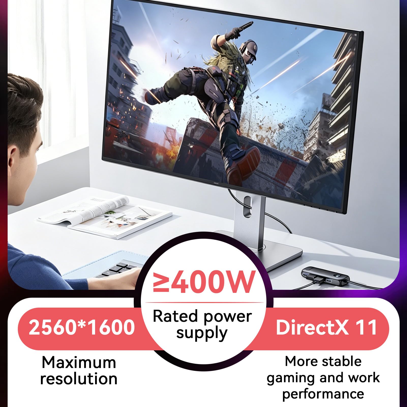 Cartes Graphiques 6 Go, Carte Graphique, 6 Go GDDR5 192 Bits Double Ventilateur PCIE 2.0 16X Slot Prend en Charge DVI VGA HDMI Interface multimédia Carte vidéo de Jeu