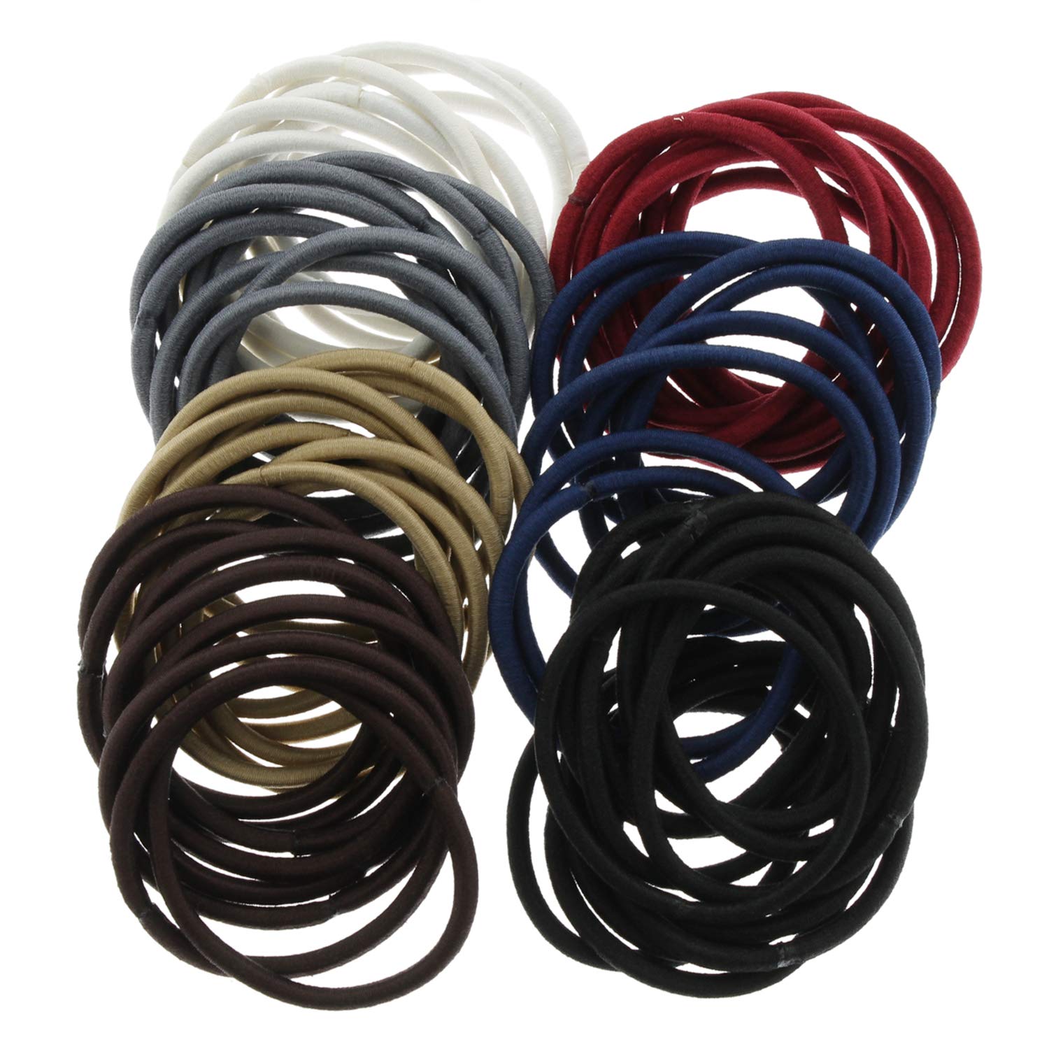 My Lello Hair Elastics Hair Ties, Professional Grade Ponytail Holders - 60 Pack Variety Neutral A