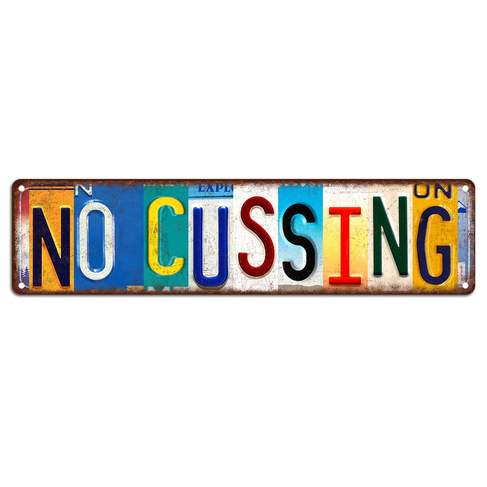 peiyeety Vintage Metal Tin Sign No Cussing Vintage Sign, Retro Wall Decor for Home, Bar, Garage, Cafe, Man Cave, Home Decor, Office, Rustic Wall Art for Indoor and Outdoor Decoration, 4x16 Inch