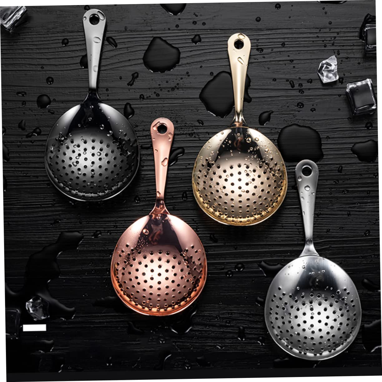 NAMOARLY 2pcs 304 304 Stainless Steel Cocktail Strainer Mesh Colander Bar Utensil Ice Cube Strainer for Bartenders