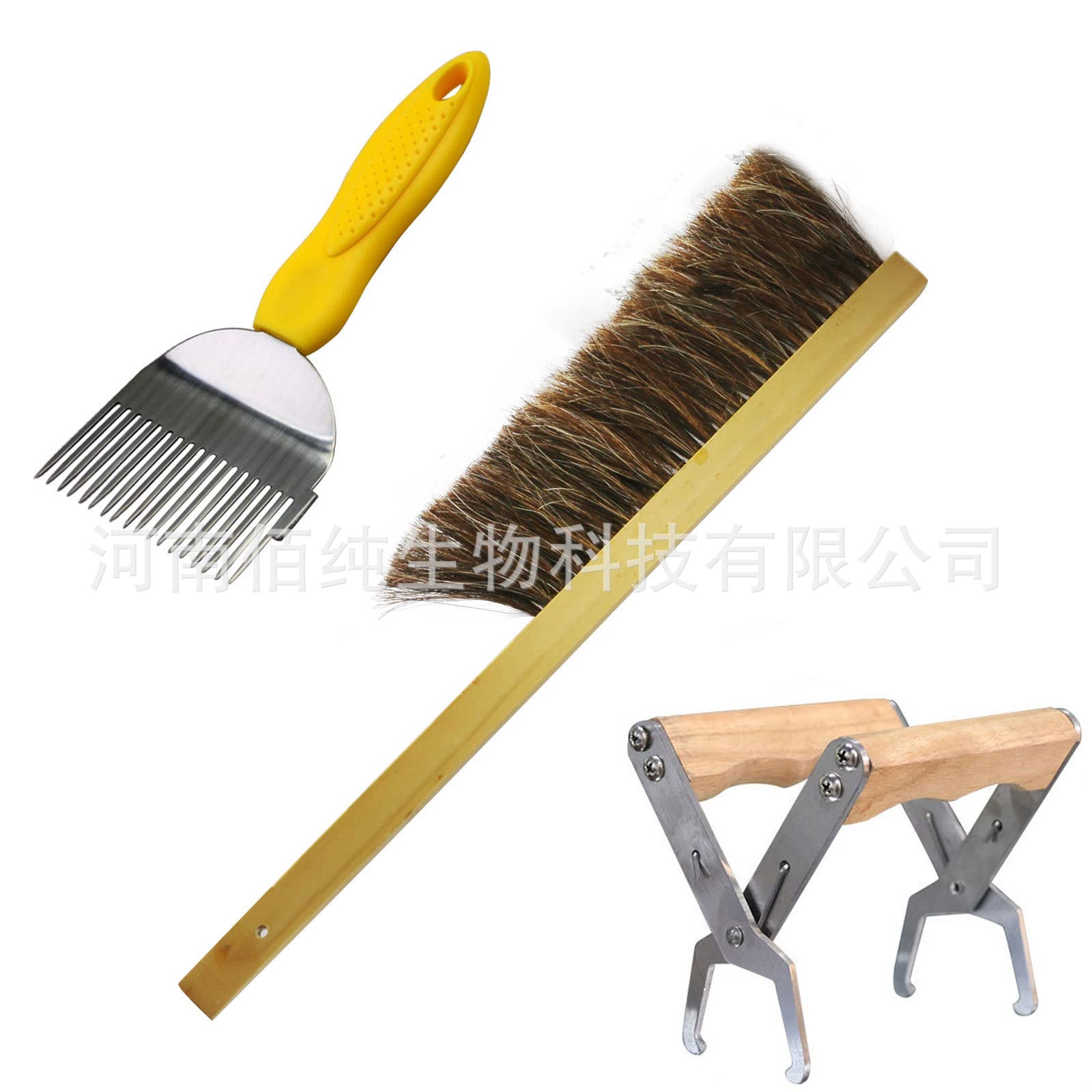 17 piezas Kit de herramientas para la apicultura-Accesorios para la apicultura-Pulverizador de humo de acero inoxidable Abrazadera para cuadro de panal Guantes de piel con cepillo de abeja