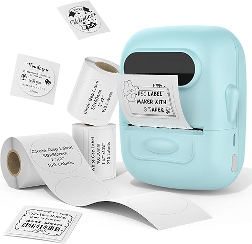 MARKLIFE P50 Label Maker with 3 Pack Thermal Label, 2 Inch Portable Barcode Label Printer Bluetooth Thermal Labeler for Jewelry Retail Barcode Small