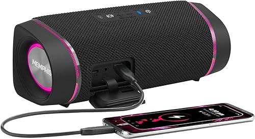Miniatura 2 de Memphis MFLOWBTK Flow - Altavoz inalámbrico Bluetooth y auxiliar, resistencia al agua IPX7, color negro Negro