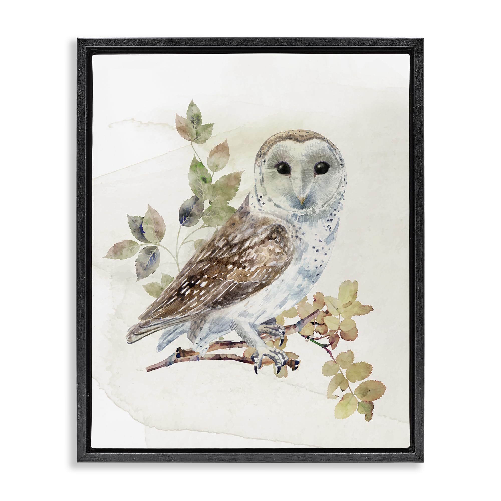 Stupell Industries 'Owl Among Autumn Leaves', Floating Frame Canvas Art, Black, 17 x 21 Inches, Easy to Hang and Sturdy, Made in USA, by CAD Designs