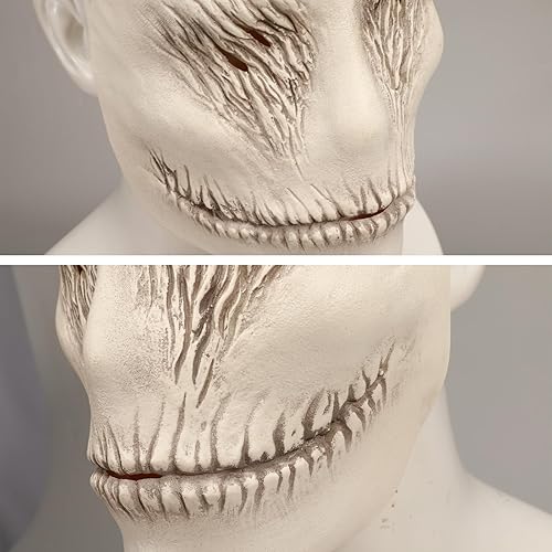Miniatura 4 de Máscara de demonio aterrador, asesino sonriente, máscara de fantasma blanco, máscara facial de látex para Halloween Cosplay disfraz
