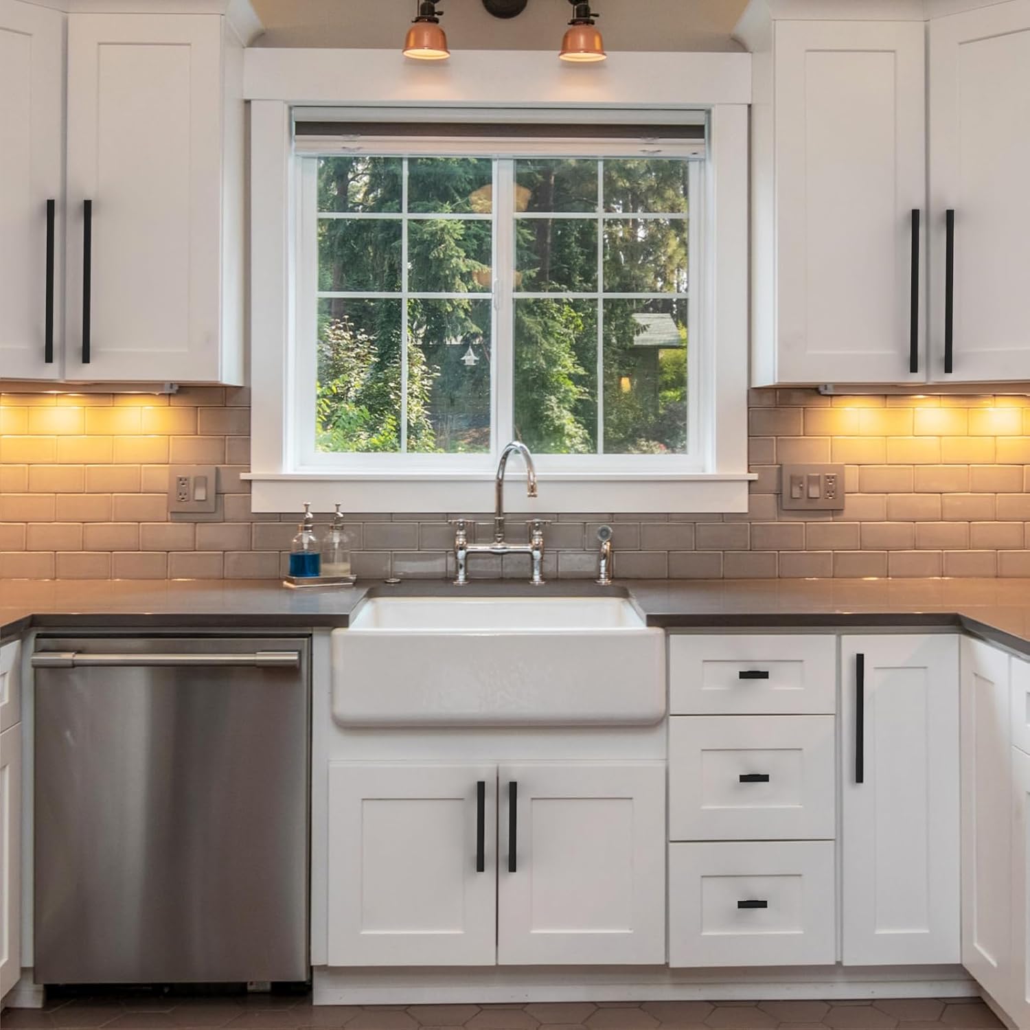 10 Pack Matte Black Cabinet Pulls - 5 Inch Cabinet Handles - Black Kitchen Pulls & Drawer Handles