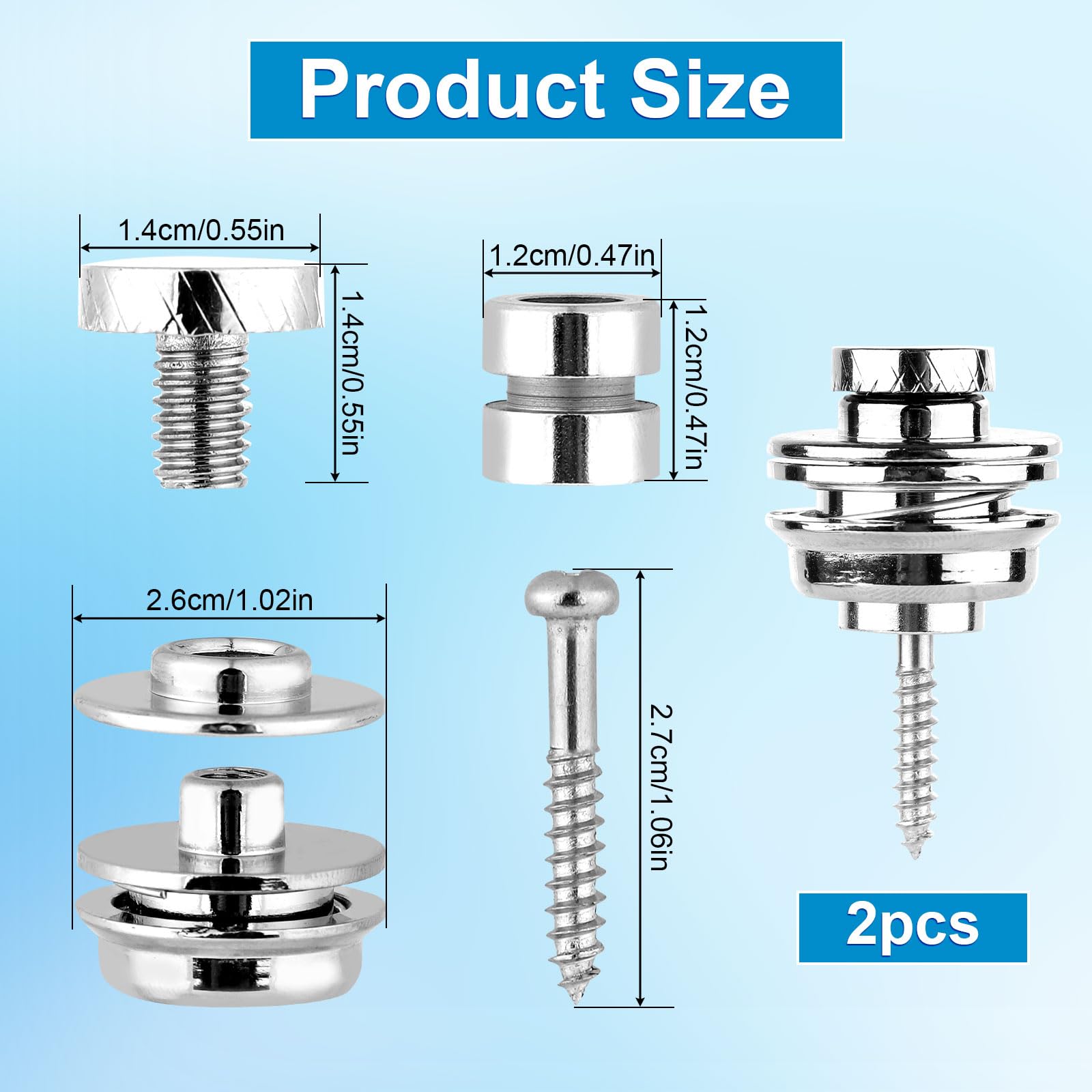 2pcs Guitar Strap Locks, Stainless Steel Guitar Strap Security Guitar Strap Button Lock Quickly Release Guitar Strap Lock Guitar Strap Lock Set for Electric Acoustic Guitar Bass(Silver)