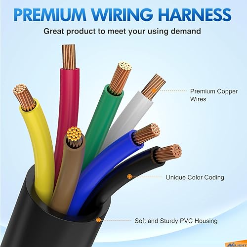 Vista 8 de Nilight - Cable de enchufe de remolque de 7 vías alineado para tareas pesadas de 8 pies, conector de 7 pines, cable de extensión redonda para RV