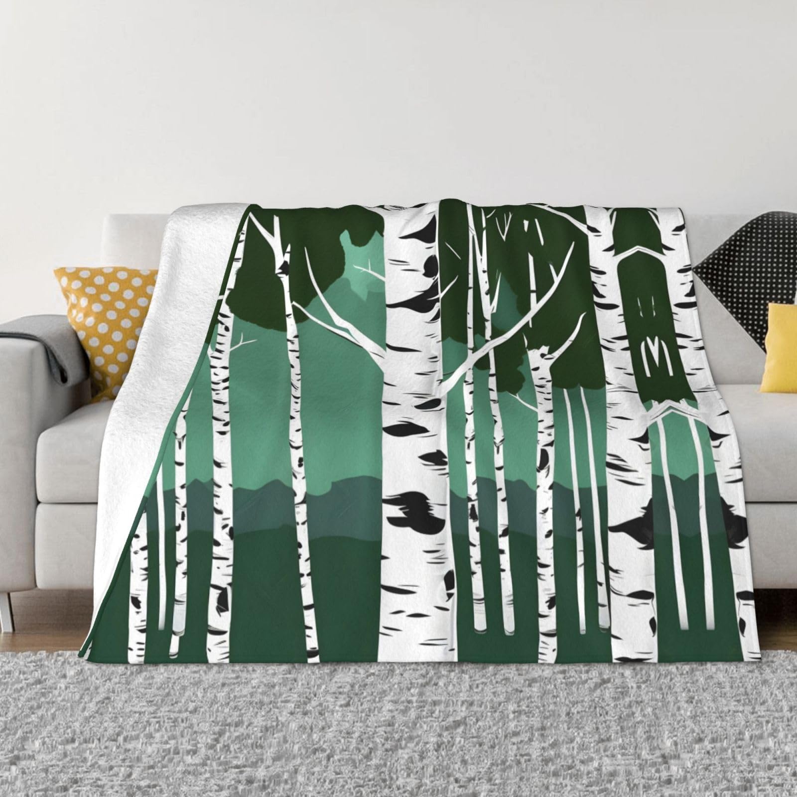 Couverture douce et chaude arbre de bouleau pour soirées canapé