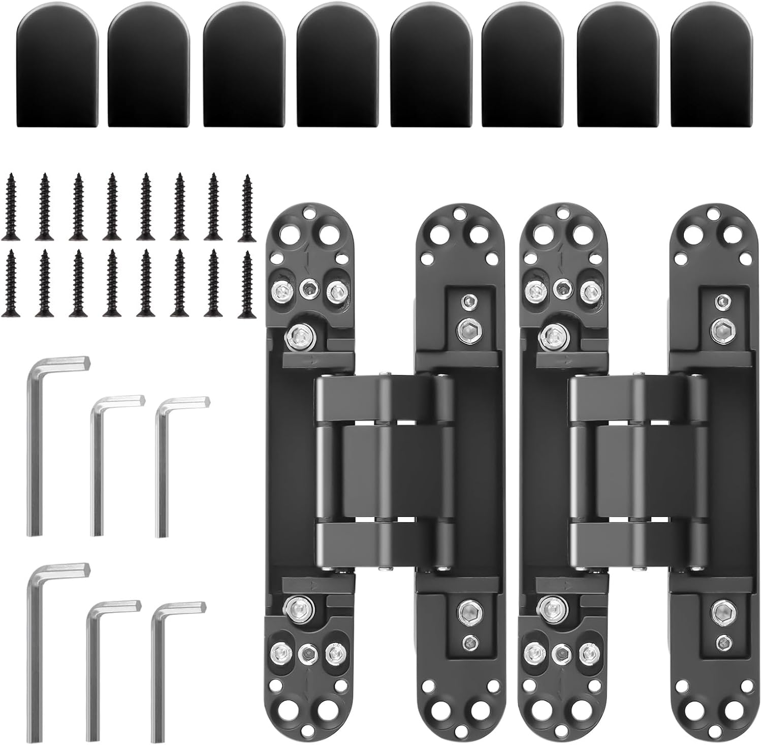 maXpeedingrods 2Pcs Hidden Door Hinge, 7 Inch Invisible Hinges for Doors, 3 Way Adjustable & Heavt Duty Hinges, 180 Degree Concealed Door Hinge for Door Thickness >45mm (Black)