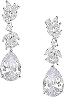 SWEETV Marquise Teardrop Cubic Zirconia Drop Earrings for Brides Bridesmaids Wedding Prom Glamorous Bridal Jewelry