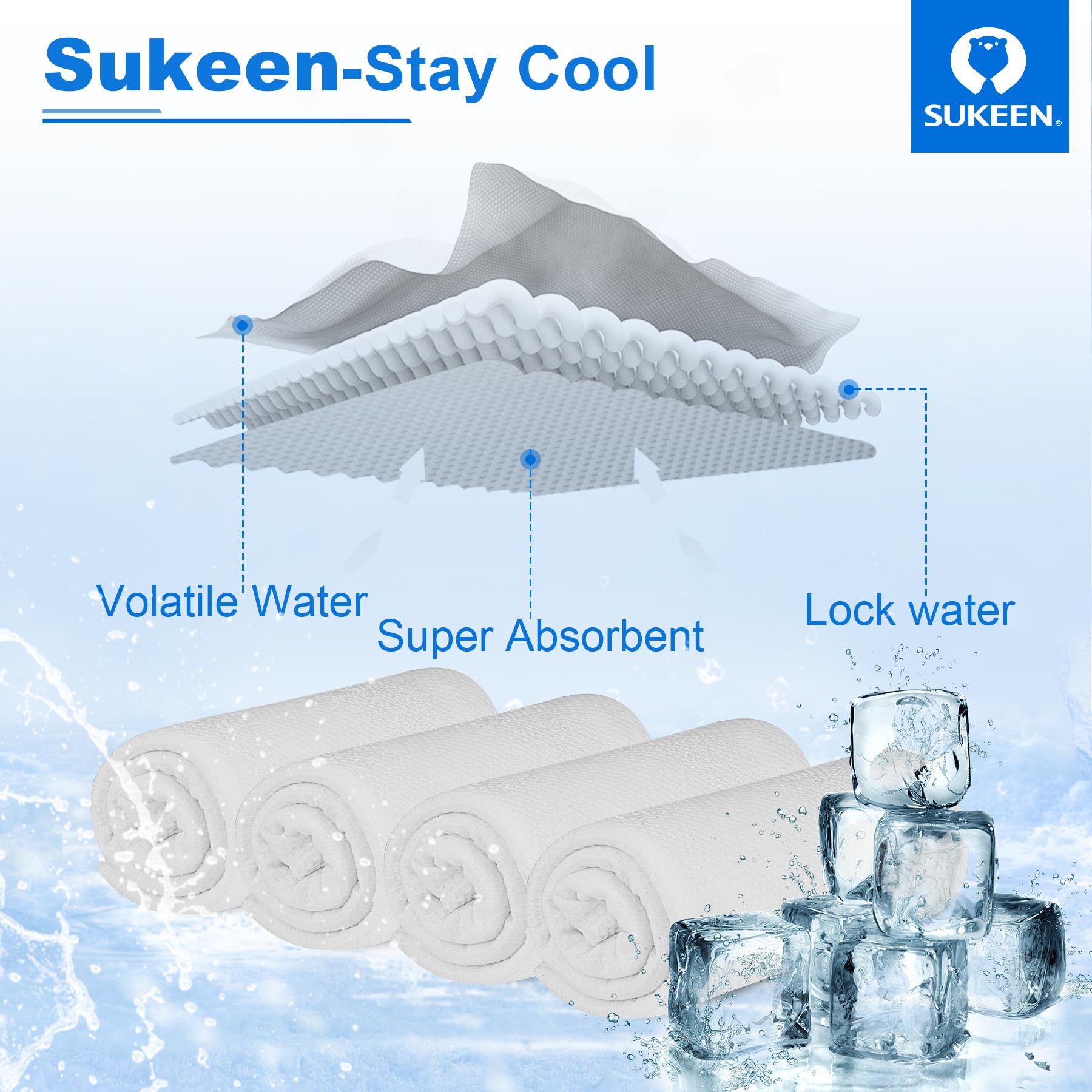 Asciugamano Rinfrescante Sukeen - Confezione Da 2 Per Sport E Estate, 101x30 Cm - Foto 7