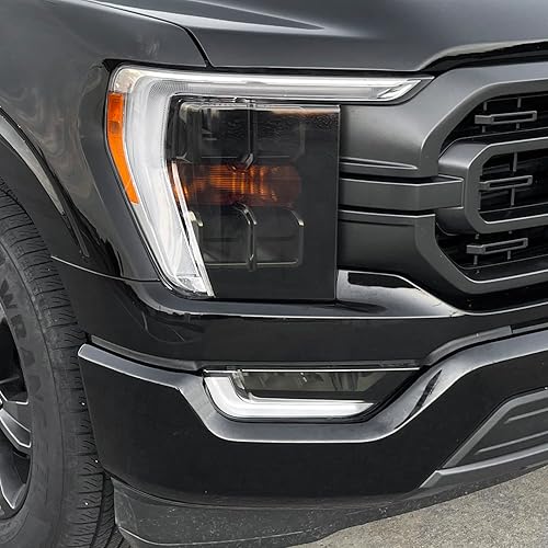 Miniatura 4 de SlickMod Tinte ahumado de vinilo precortado para faros delanteros Ford F150 2021-2023 (20% humo oscuro, 2. recortes de faros delanteros)