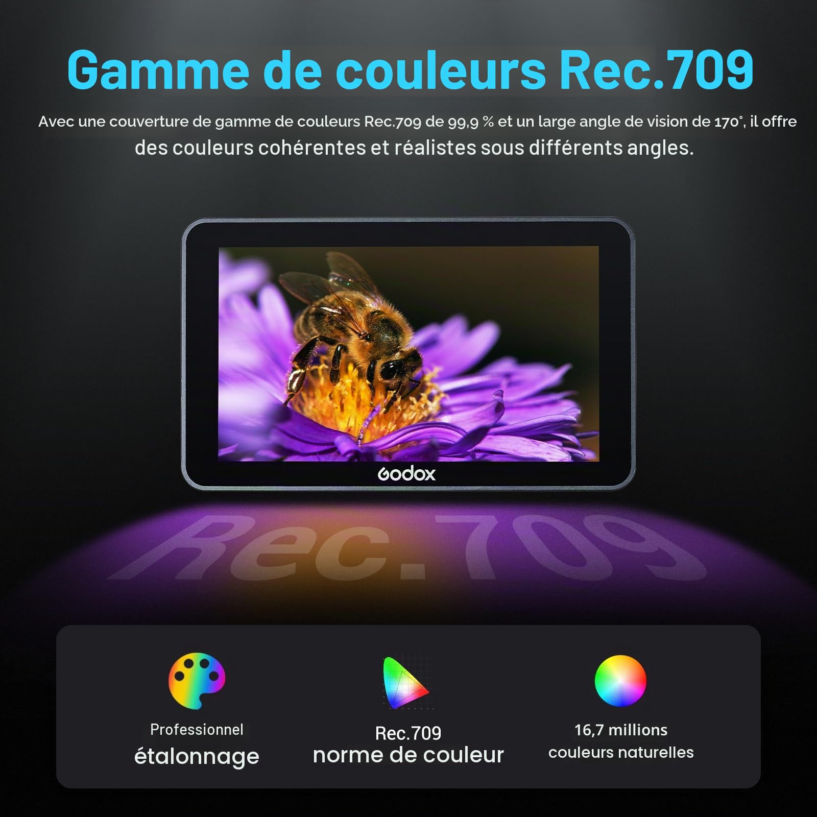 GODOX GM6S Pro Moniteur de Terrain pour Caméra 5,5 Pouces, Moniteur HDMI 4K | 2000 nits ±10 % ultra Lumineux, écran Tactile IPS 1920×1080, Entrée et Sortie LUT 3D, Boîtier Entièrement en Métal