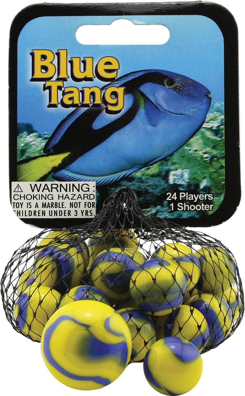 Glass Mega Marbles Tang Game Net Set (25 Piece), Blue