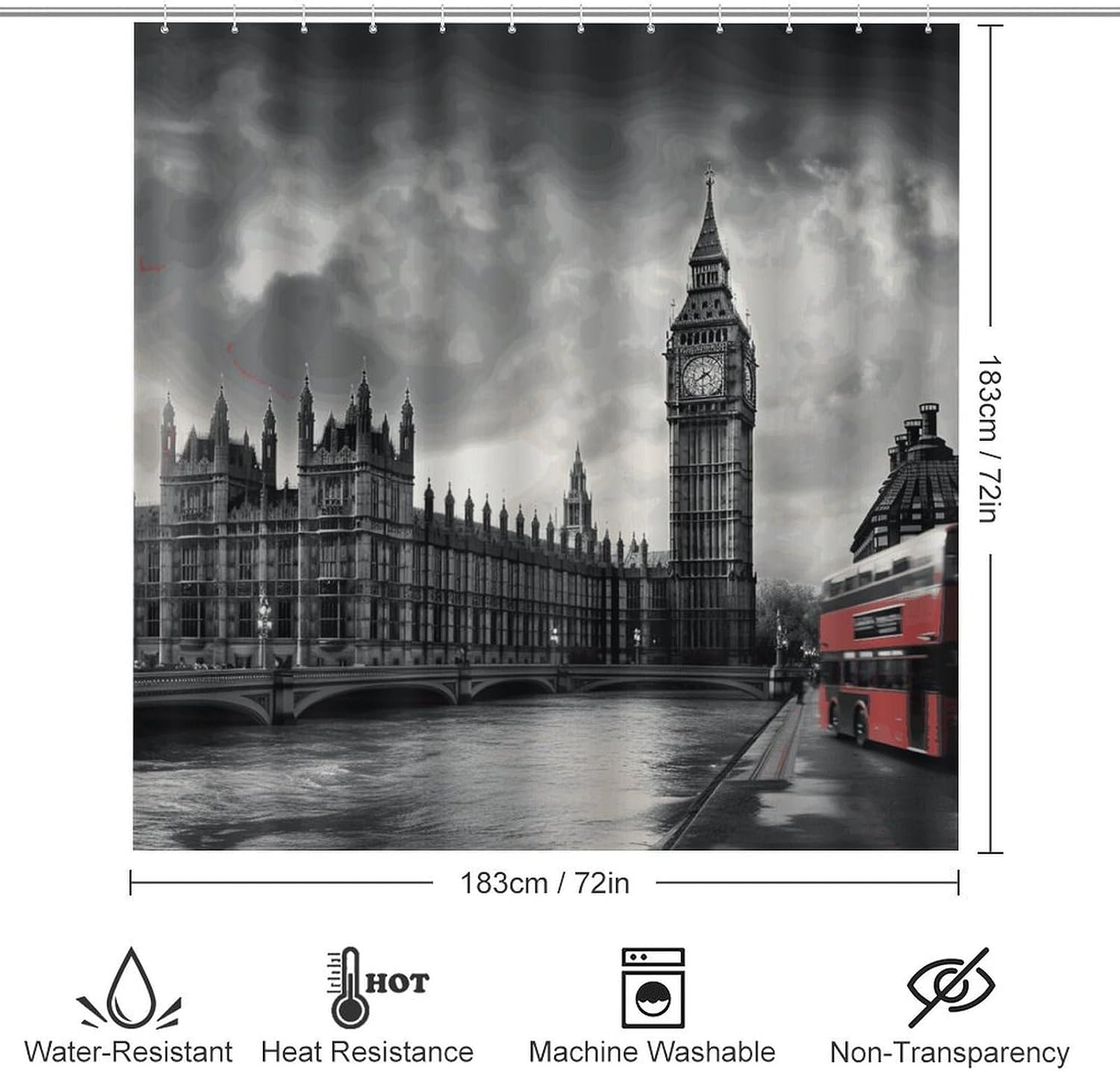London1 Bath Rug Set 4 Piece,Bathroom Accessories Set-Toilet Rugs U Shaped,Toilet Lid Cover,Shower Curtain and Rugs,Ultra Soft, Absorbent,Home Decor