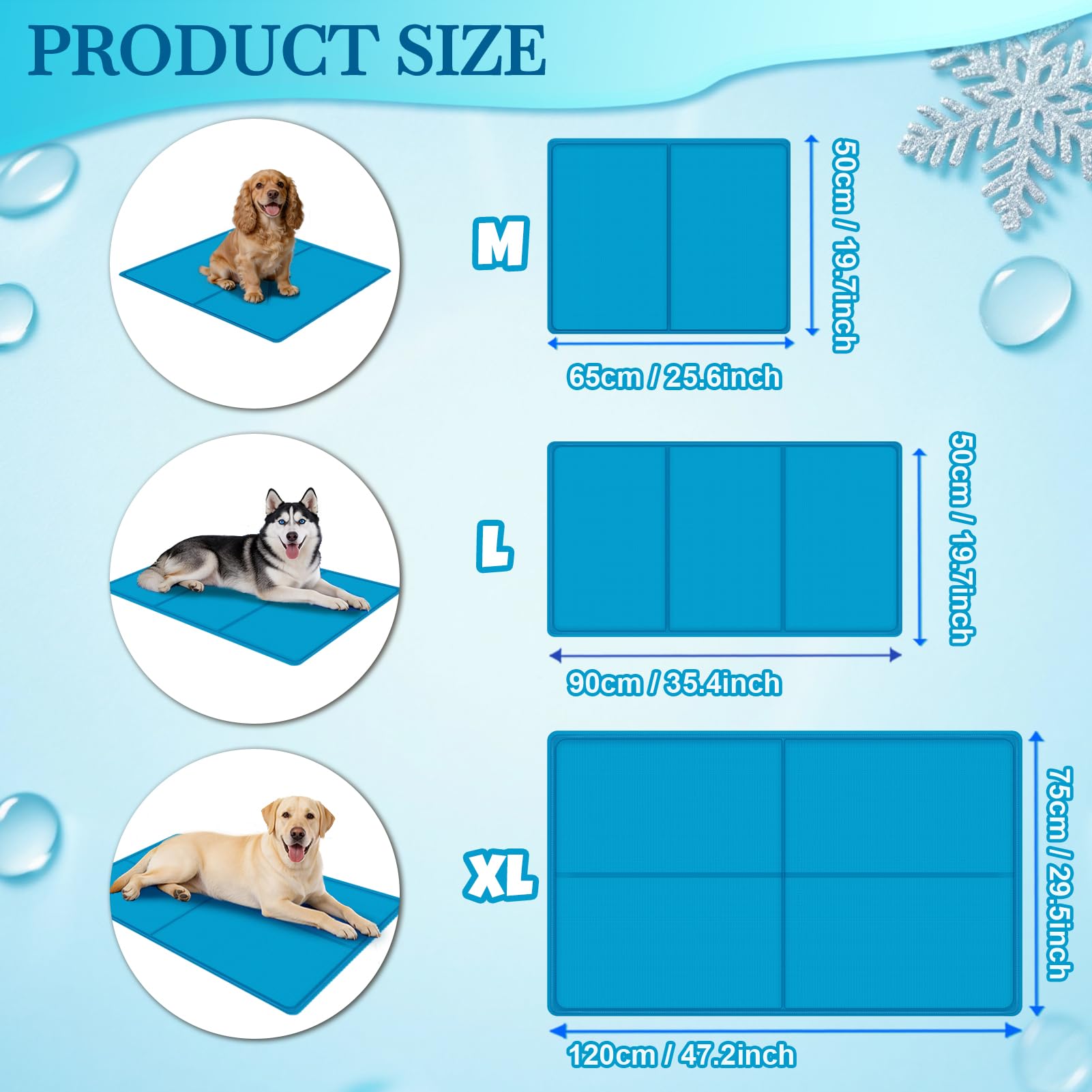 AECCN Tappetino Refrigerante Cane & Gatti 120 x 75 cm, Gel Atossico Resistente, Tappetini Refrigeranti per Cani, Comodo da Trasportare, Pieghevole Materassino Refrigerante per Animali [XL]