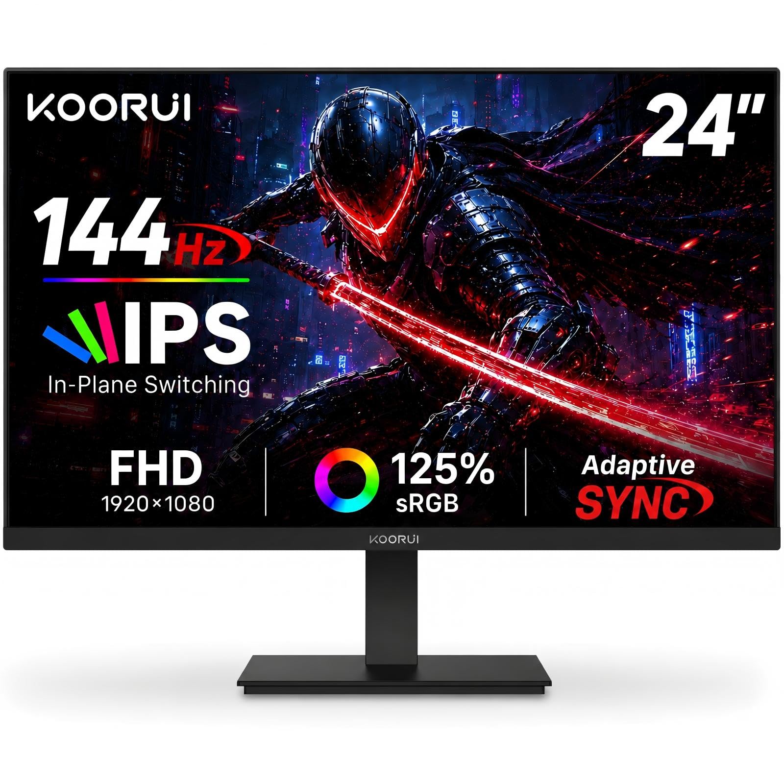 KOORUI 24 Inch Gaming Monitor 144Hz Full HD 1920 x 1080p IPS Ultr…