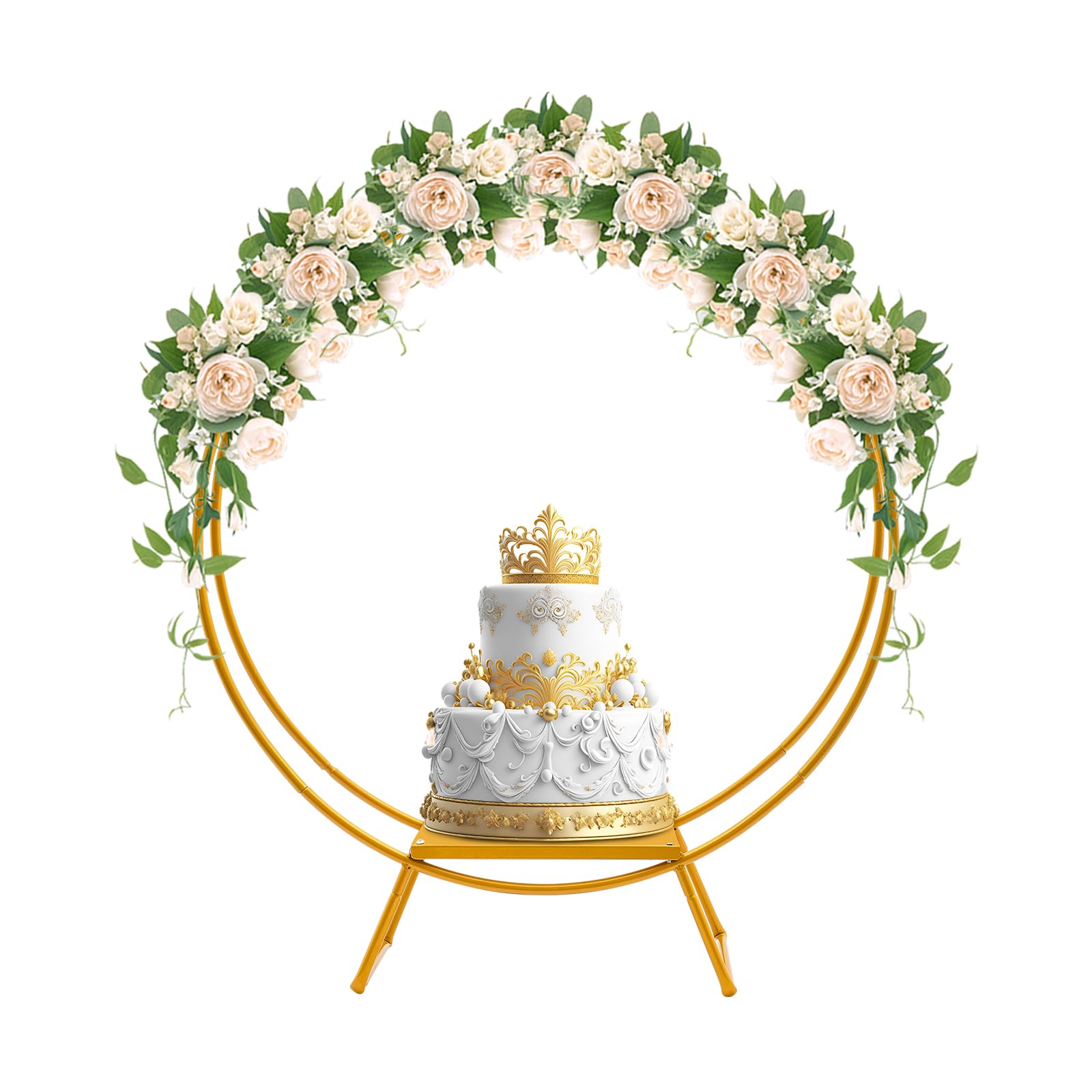 Tortenständer für Hochzeit, Doppelring Hochzeitstortenständer Hochzeitshalterung, Rund Metall Cake Ständer für Party, Geburtstag, Jahrestag (Gold)