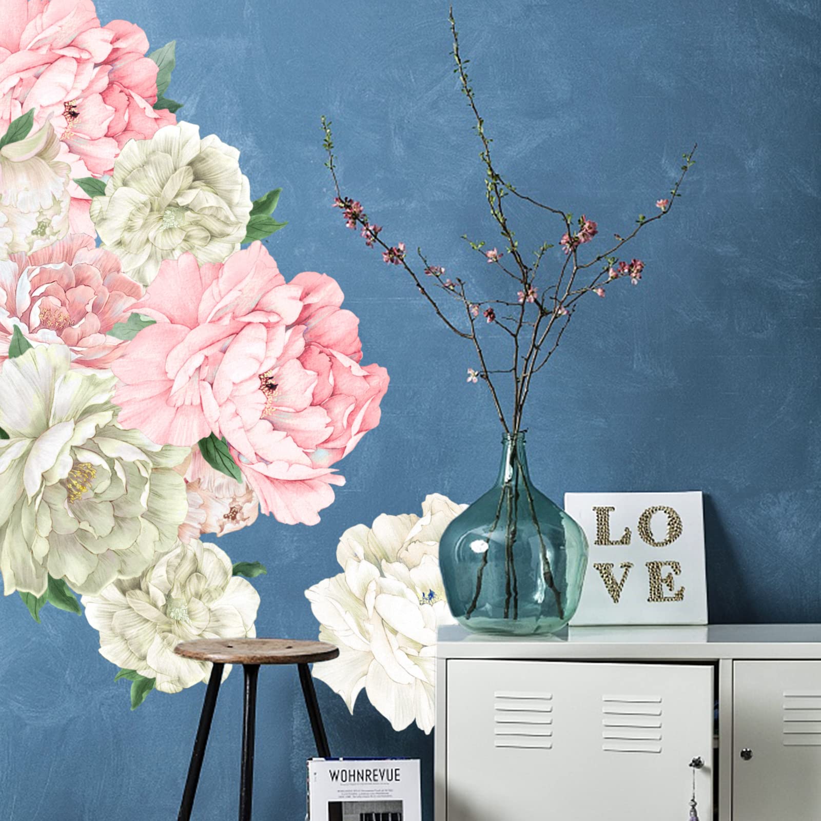 Snapklik.com : Jumbo Peony Watercolor Wall Decals Large Floral Wall ...
