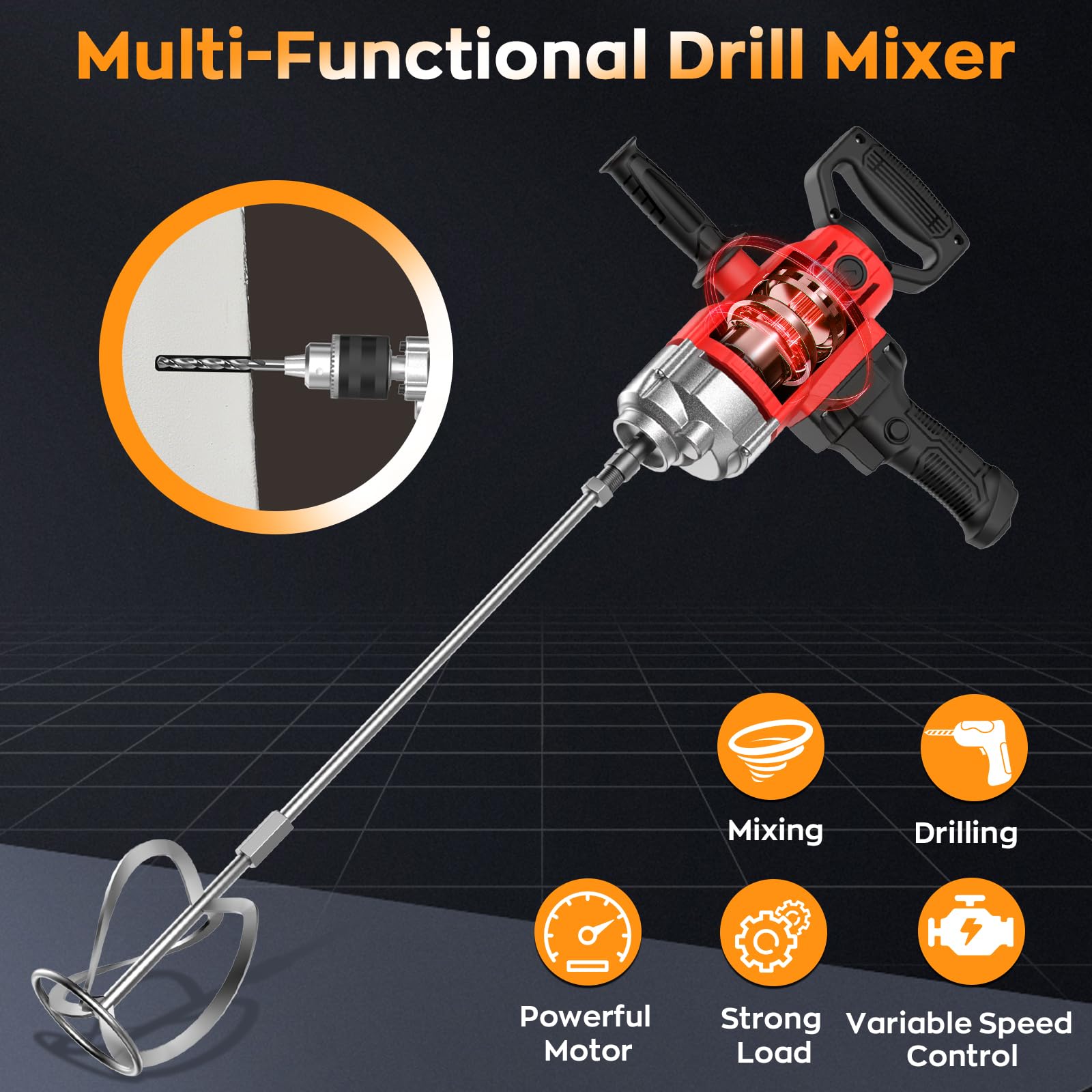 IMAYCC Concrete Mixer - Drill & Mixer Combo -2
