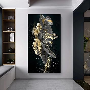 Wenpeef Gold Plant Leaf Diamond Art for Adults, 60x120cm Large Diamond Painting Kits 5D DIY Full Drill Round Paint by Numbers Gem Art Supplies Pictures for Home Decor Wall Art Gifts 24x48in W-4158