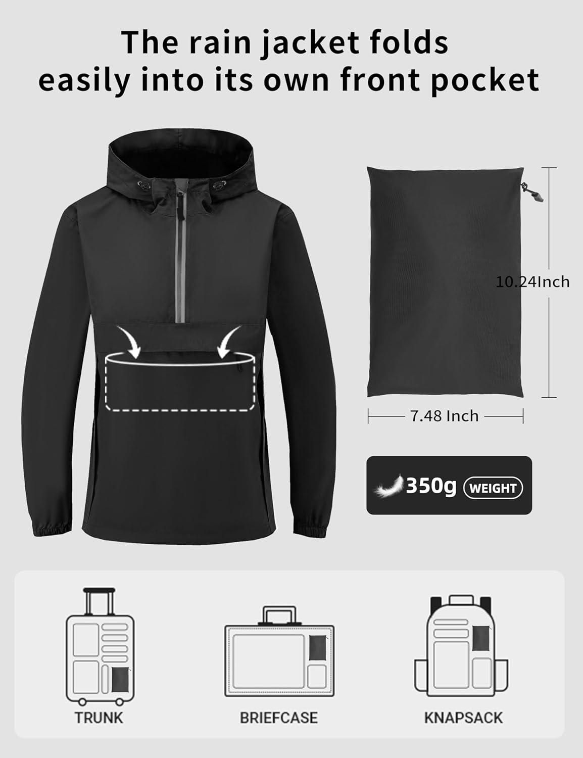 HALO RAIN Womens Rain Jacket with Hood Waterproof Lightweight Packable Pullover Rain Coat for Hiking Golf Running - Image 6