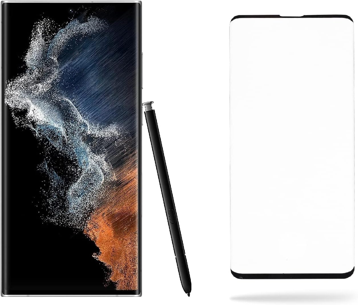 SETPOT Samsung Galaxy S22 Ultra 5G Smartphone Protective Bundle Tempered Glass HD Screen Protector| Factory Unlocked Android International Version, S Pen, No Warranty (256 GB, Phantom White)