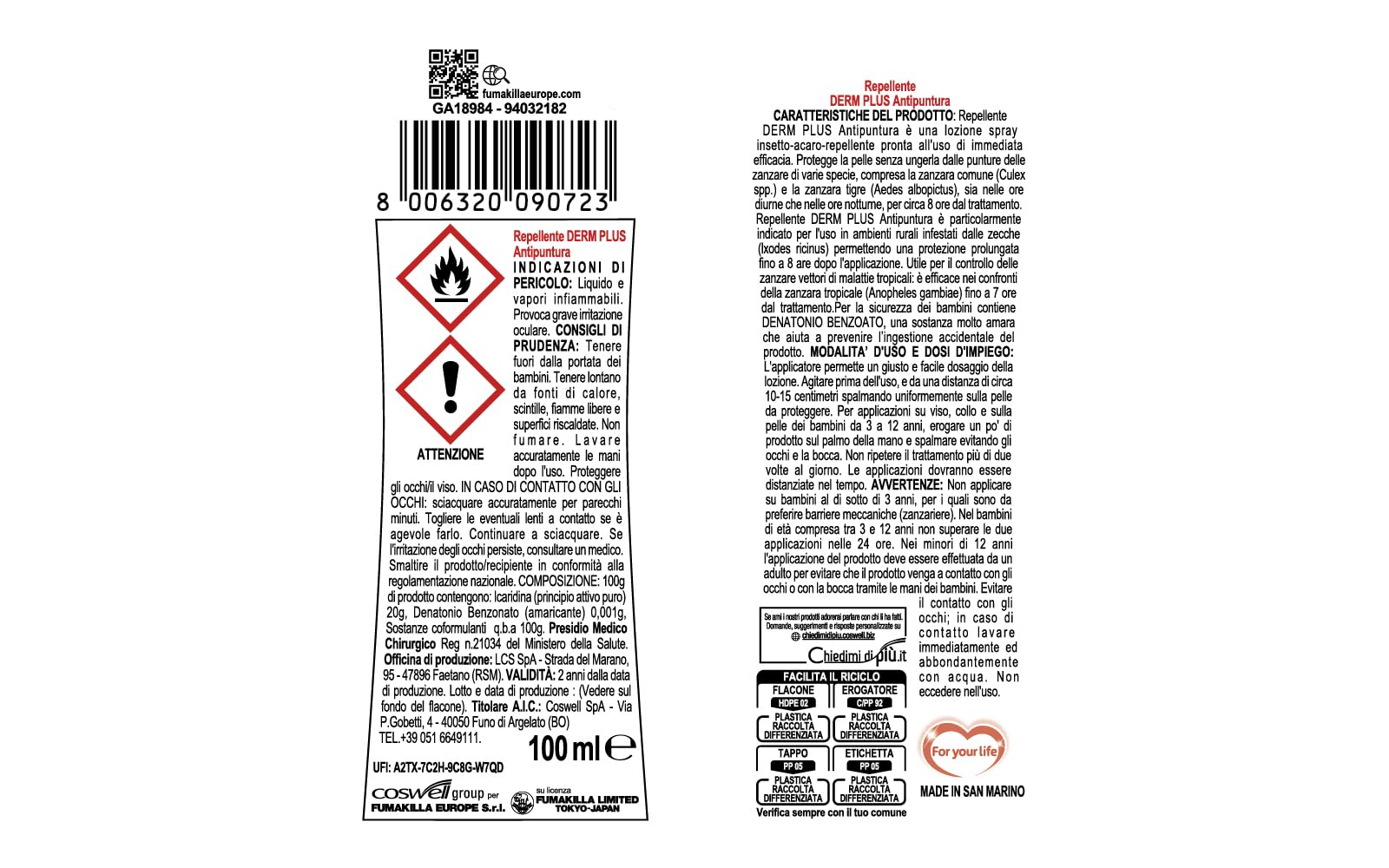 Vape Derm Lo Scudo Attivo Lozione Antipuntura, Repellente Zanzare, Protegge da Zanzara Comune, Tigre, Tropicale, Efficace a 8 Ore, 100 ml